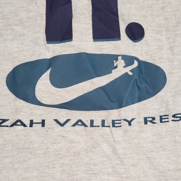 Vintage 90s Canoe Gray Graphic Tank Top Swoosh Large Huzzah Valley Resort - Picture 3 of 9